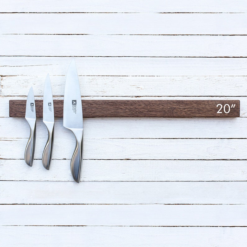 Magnetic knife rack, wood knife holder, knife display, walnut knife holder, magnetic knife strip, dad birthday gift, housewarming gift image 2