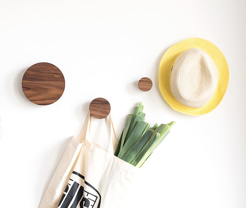 Wooden Decorative Wall Hooks Set of Wall Hooks Modern Coat Etsy