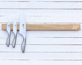 Magnetic Wooden Knife Rack - Horizontal Kitchen Organizer, Practical Housewarming Gift