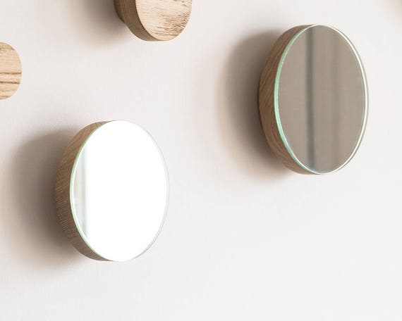 Round mirror wall mirror coat hook wall decor modern etsy