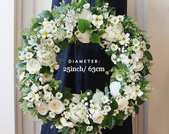 Summer Outdoor Front Door Wreath XXL Faux Peony Berry Daisy Welcome Decoration