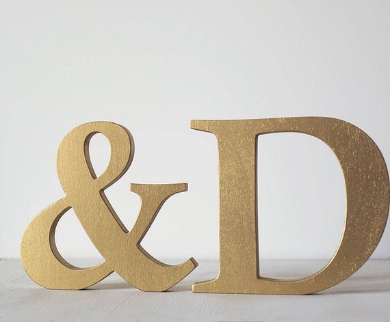 Decorative Letters Wooden Freestanding Letters Gold Stand Alone