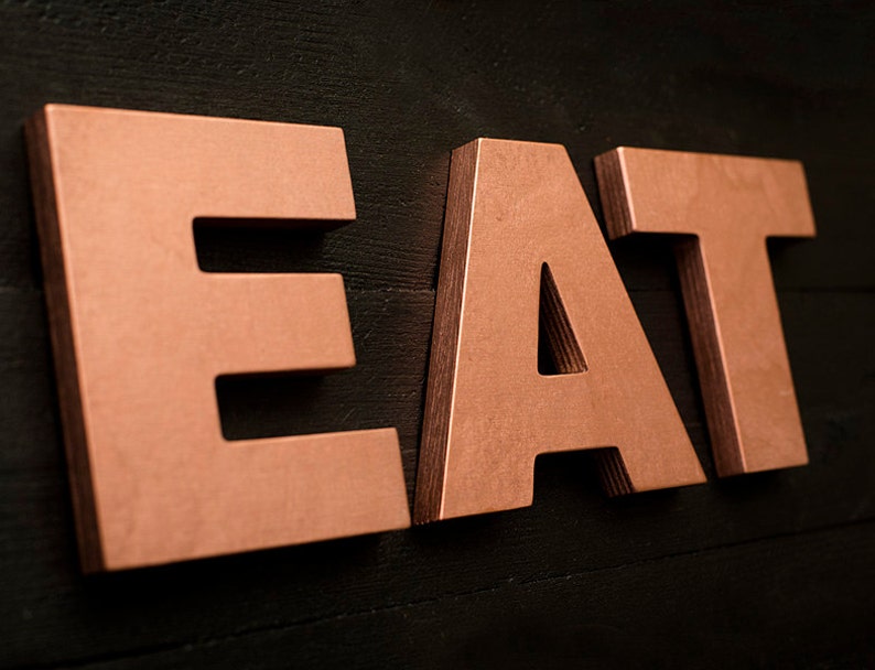 Kitchen EAT letters copper wall art copper kitchen decor Etsy