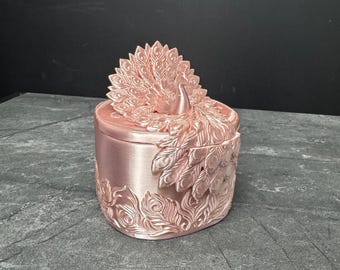 Peacock Decorative Box, Trinket Container, Jewelry Holder, Elegant Vanity Decor, Bird Lover Gift