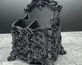 Rococo Pen Cup, Ornate Desk Organizer Collection, Baroque Pencil Holder, Maximalist Office Decor