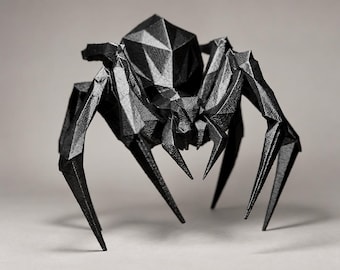 Black Spider Sculpture, Halloween Decor, Creepy Gothic Figurine, Spooky Tabletop Decoration, Haunted House Accent
