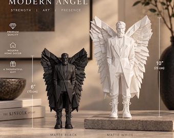 Modern Angel Sculpture, Geometric Guardian Angel Statue, Minimalist Home Decor, Gothic Figurine Gift