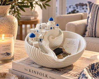 Santorini Catchall Tray, Greek Island Decor, Mediterranean Sculpture, Jewelry Dish, Coastal Home Gift