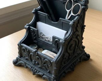 Chateau Business Card Holder, Ornate Desk Organizer, Baroque Office Decor, Card & Stationery Holder