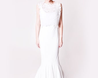 Floral White Corded Lace Wedding Top