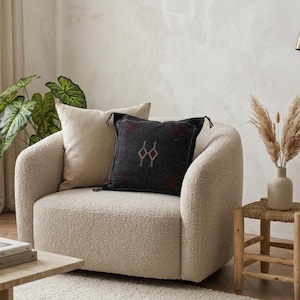 Moroccan Handmade Black & red Pillow Cover | Berber Cactus Silk Cushion | Boho Decor | Buy 4 Get 1 Free