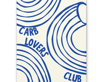 Carb Lovers Club Canvas | Blue Retro Pasta Pattern
