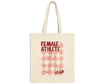 Female Athlete Club Tote Bag | Sports Graphic Canvas Shopper