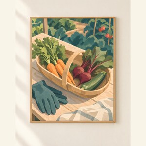 Vegetable Harvest Art Print, Garden Trug with Carrots and Beetroot — A Good Picking