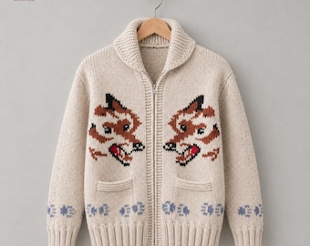 Project Hail Mary Wolf Cardigan | Wool Knit Nordic Zip-Up Sweater
