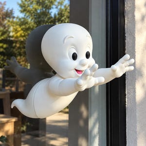 Casper-spöket genom fönstret | 3D-utskriven Halloween-fönsterdekoration | Söt läskig spökdisplay