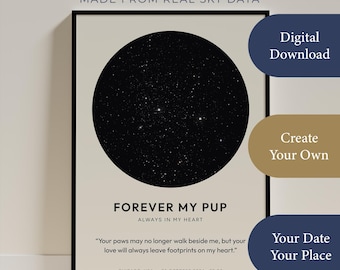 Personalized Star Map — Black Sky on Cream, Digital Download, PNG & PDF