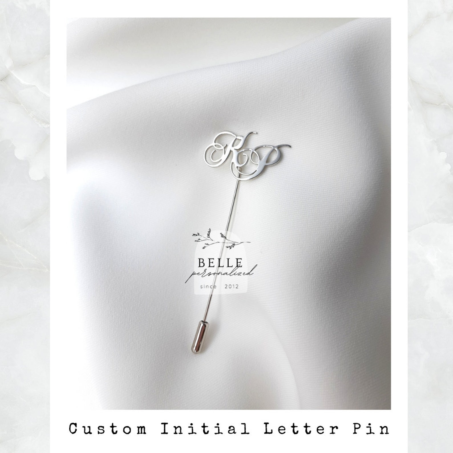 Initial Letter Brooch Pin Small Lapel Pin Tie Tack Name Personalized Gifts For Women Men Gold A-Z, Rhinestone