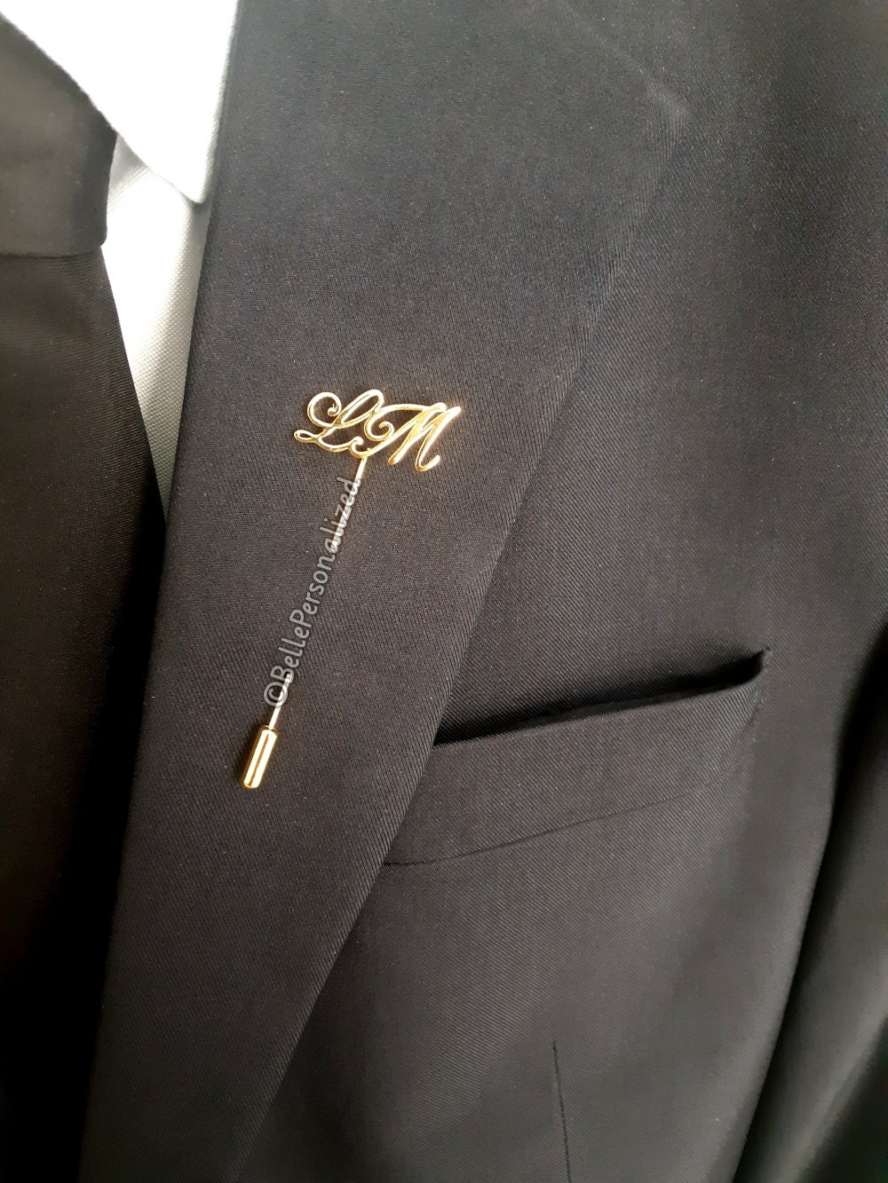 Personalized Initial Lapel Pin Personalized name pin suit Etsy