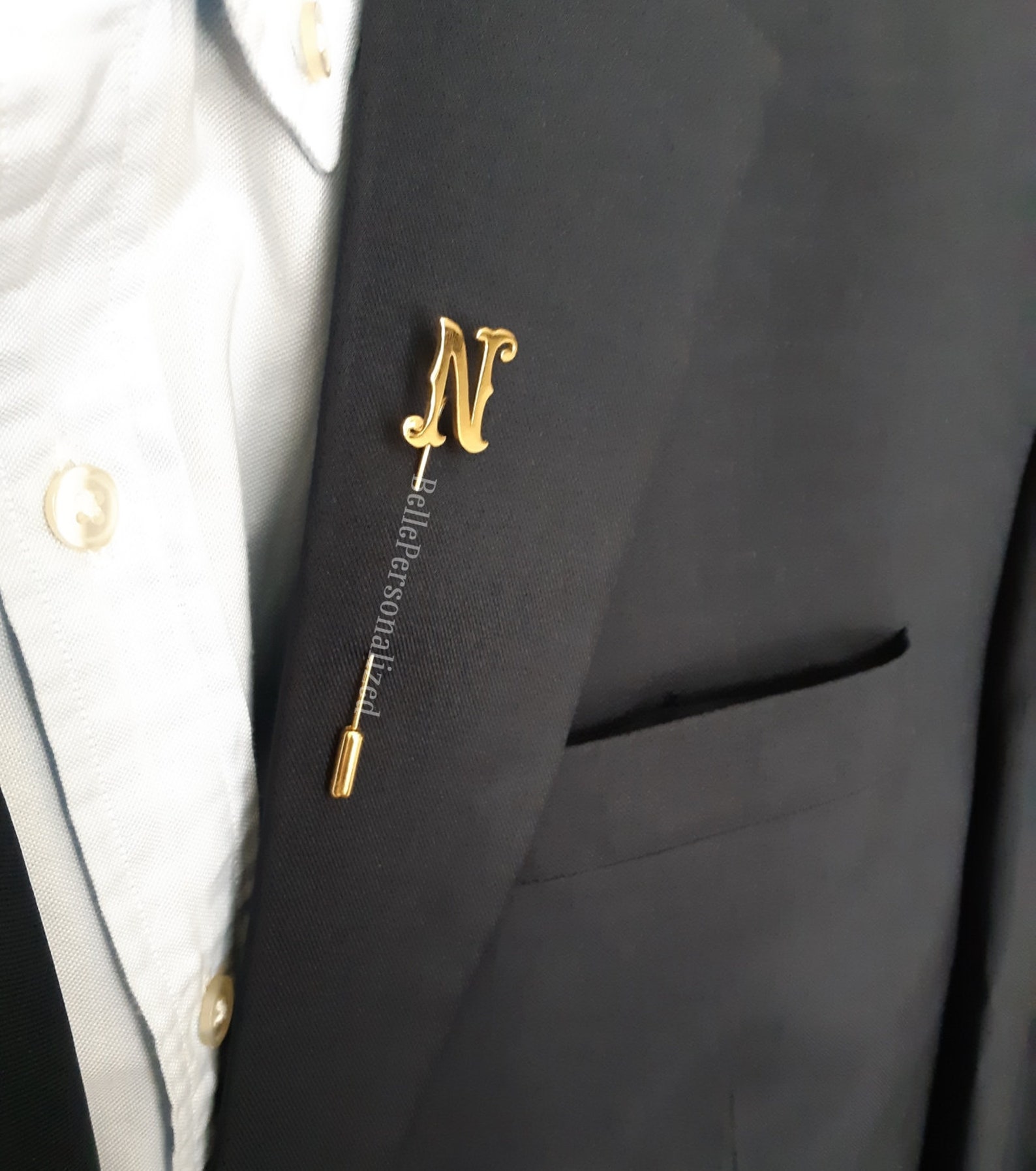 Personalized Initial Lapel Pin Personalized name pin suit Etsy