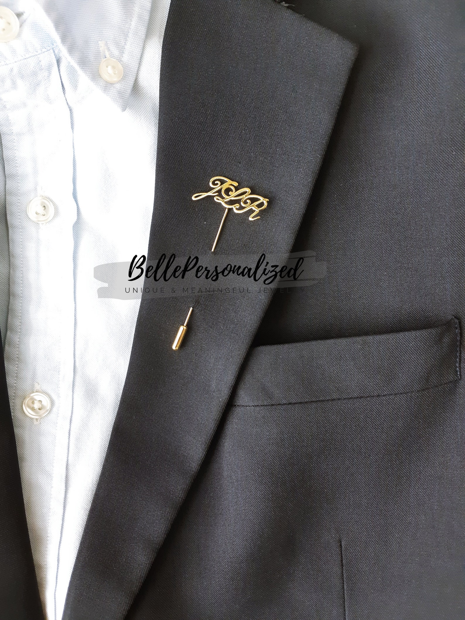 Personalized Initial Lapel Pin Personalized Name Pin Suit Etsy