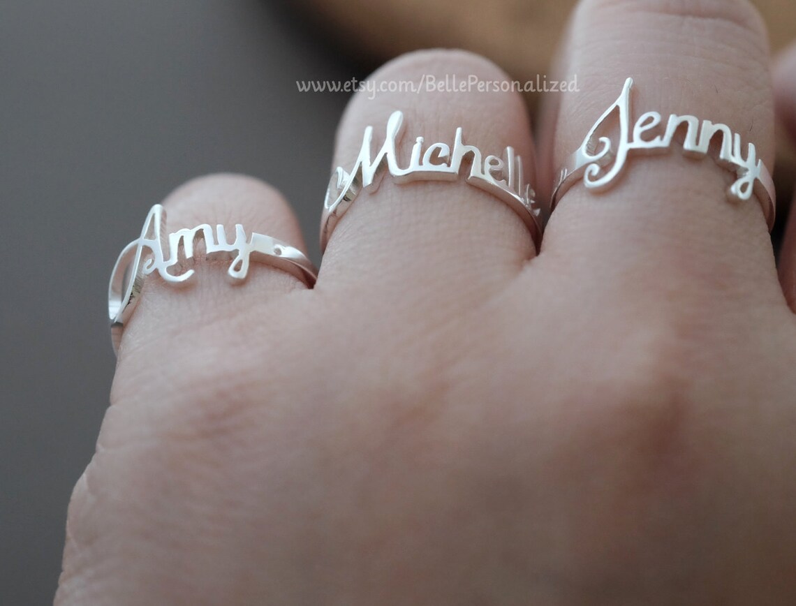 Custom Name Ring Personalized Name Ring Baby Name Your Etsy