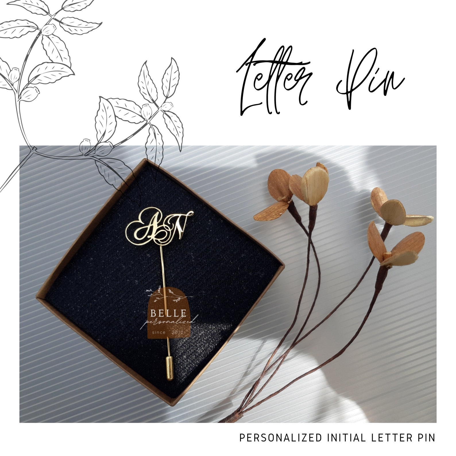 Personalized Initial Lapel Pin Personalized Name Pin Suit Etsy