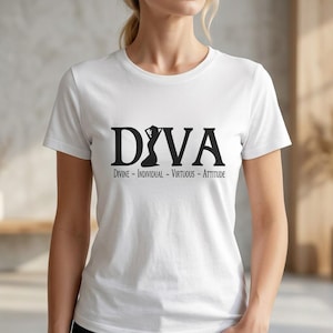 DIVA silhouette logo Tee | D I V A letters with dancer graphic
