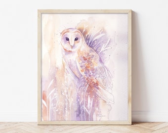 Barn Owl Watercolor Art Print | Owl Art | Owl Art Print | Owl Painting | Animal Art | Owl Gifts | Owl Decor