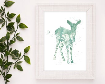 Deer Nursery Art Print | Botanical Deer Art | Flower Animal | Kid's Room Art | Wall Art | Boho Kid's Room