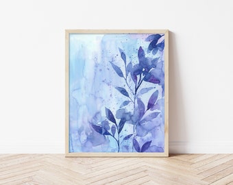 Botanical Art Print | Blue Botanical Art | Abstract Art | Room Decor | Art Print