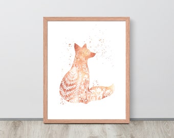 Botanical Watercolor Fox | Woodland Animal Art | Fox Art | Kid's Room Decor | Nursery Art | Nursery Wall Art | Kids Room Art