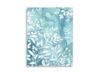 Fern Garden | Wall Art Print | Cyanotype Art | Garden Art Print | Abstract Flowers | Abstract Art | Watercolor Flowers | Office Decor