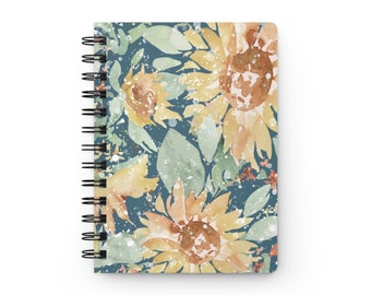 Sunflower Spiral Bound Journal | Flowers | Cheerful Flowers Notebook | Yellow Flowers Journal