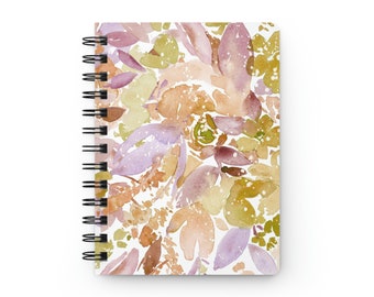 Retro Flowers Spiral Bound Journal | Nature Lover Retro Notebook |watercolor Flowers Notebook