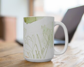 Boho Flowers Coffee Mug | Boho Floral Mug | Floral Nature Mug | Botanical Tea Cup | Flower Garden Lover | Wildflower Coffee Cup