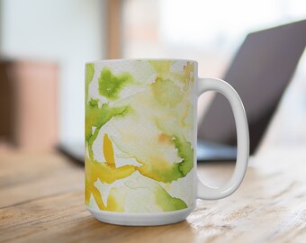 Cheerful Flowers Coffee Mug | Boho Floral Mug | Floral Nature Mug | Botanical Tea Cup | Flower Garden Lover | Garden Lover Gift