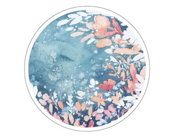 Garden Moon Colorful Sticker | Floral Sticker | Decal | Water Bottle Sticker | Beautiful Sticker