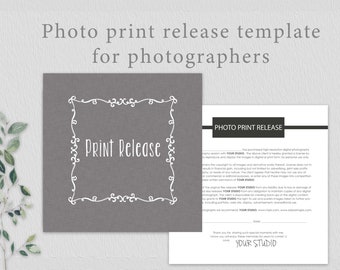 Copyrights release form, print release form, photography print release form