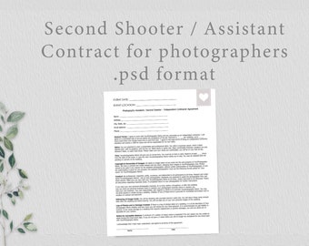Second Shooter/ Assistant Photographer Contract for photographers