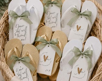 Etiquetas personalizadas para chanclas de boda / Recuerdos para invitados con diseño de pies bailando (Descarga digital)