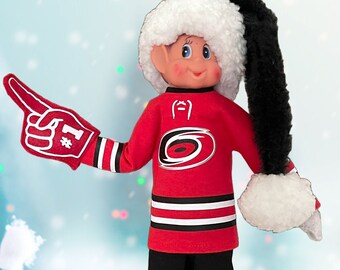 Elf Hockey Jersey and Fan Hand, doll clothes fit 12 inch Christmas Elf Doll