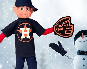 Elf Baseball Shirt and Mitt Fan Hand for 12 inch Popular Christmas Elf Dolls, Elf Clothing