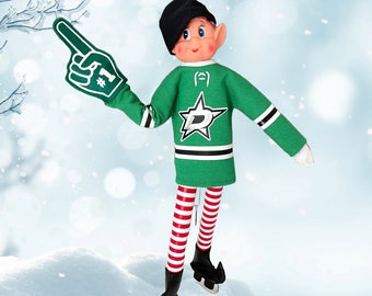 Elf Hockey Jersey and Fan Hand, doll clothes fit 12 inch Christmas Elf Doll