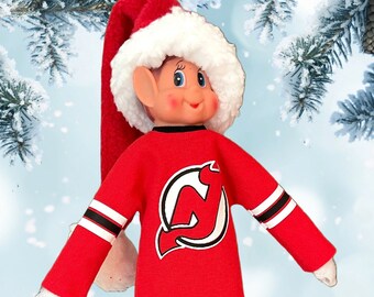Elf Hockey Jersey with Fan Hand, Doll Clothes fit the popular 12 inch Christmas Elf Dolls
