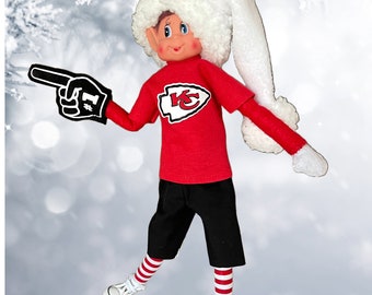 Football Shirt and Fan hand, fits dolls such as 12 inch Elf Dolls and Ken Dolls