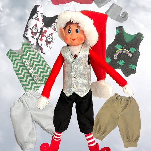 Digital Sewing Pattern,  Elf Vest Knickers Shoes For 12 inch Christmas Elf Dolls