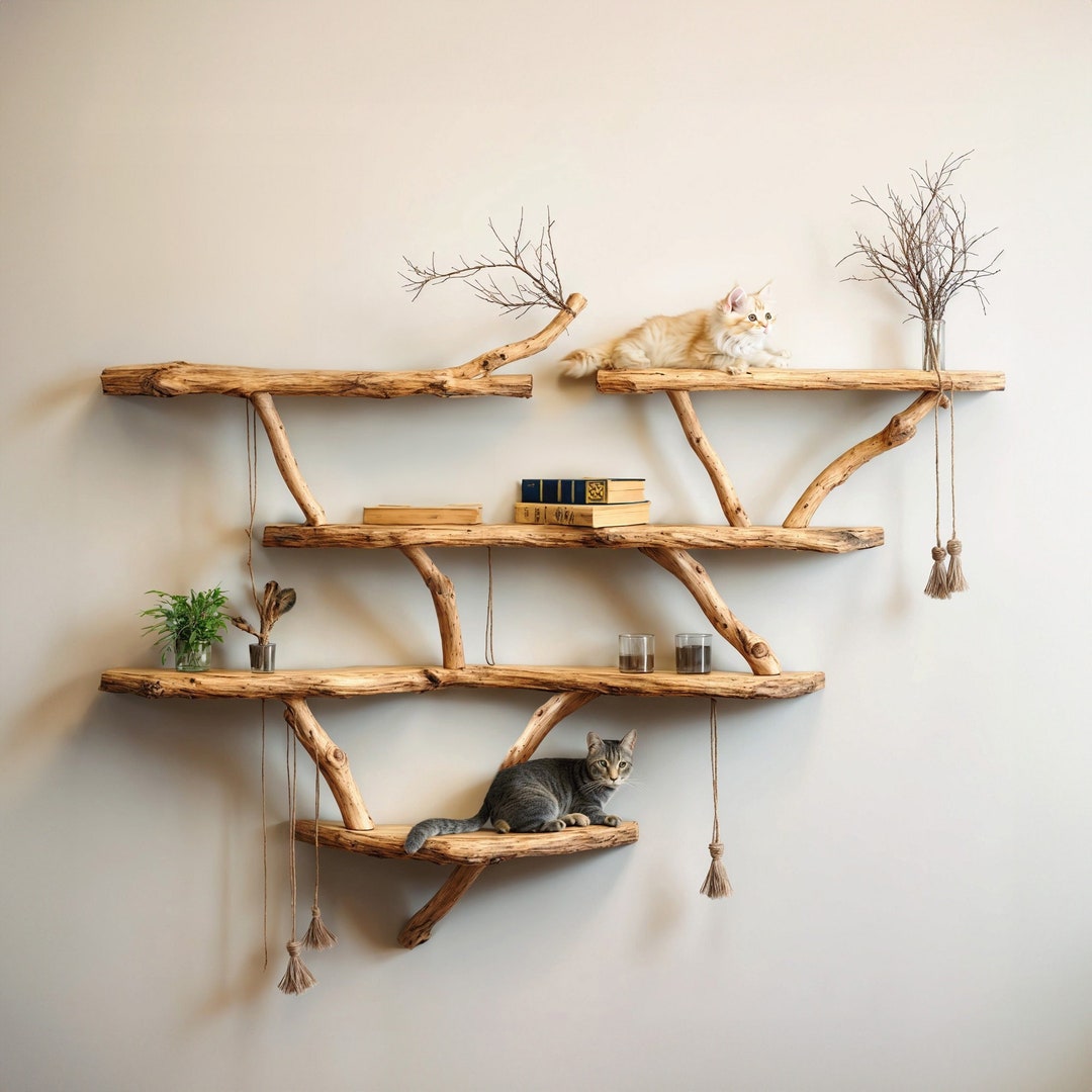 Shelves That Float Tree Branch Bookshelf Decor Made of Driftwood Wall