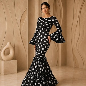 Long Polka Dots Ruffled Dress