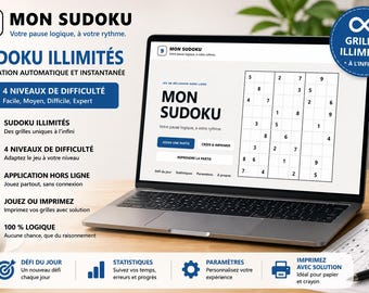 Sudoku Illimités en Français | Application Sudoku PC | 4 Niveaux, Grilles à Imprimer & Solutions | Jeu Hors Ligne